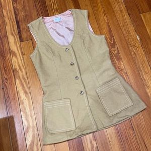 Vintage Tan Wool Button Vest
